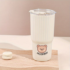 1pc Bear Water Cup Portable Plastic Water Cup Office Tea Cup Car Coffee Cup
