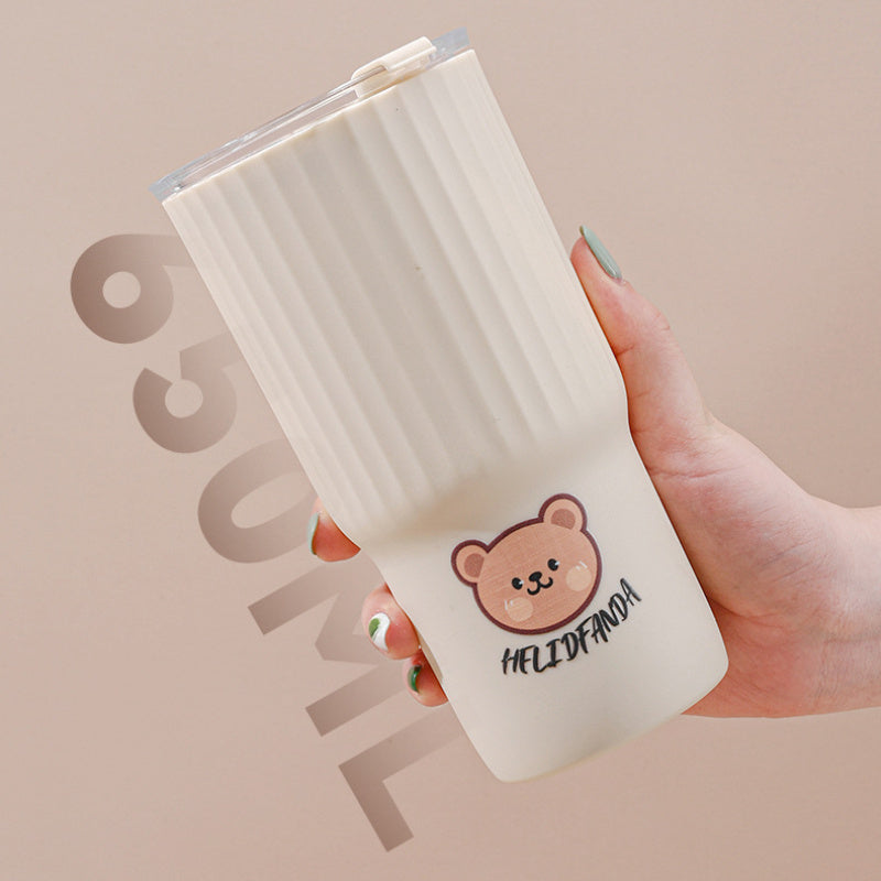 1pc Bear Water Cup Portable Plastic Water Cup Office Tea Cup Car Coffee Cup