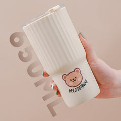 1pc Bear Water Cup Portable Plastic Water Cup Office Tea Cup Car Coffee Cup