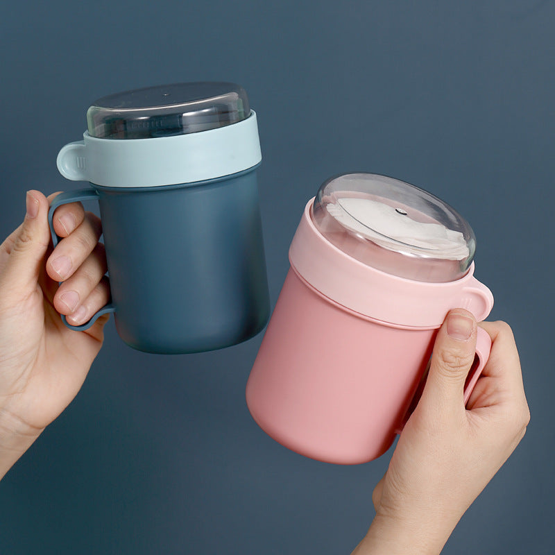 500ml Round Oatmeal Cup Portable Water Cup for Outdoor Camping and Picnic