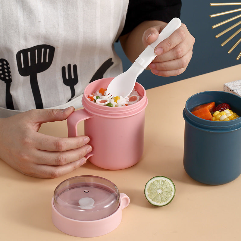 500ml Round Oatmeal Cup Portable Water Cup for Outdoor Camping and Picnic