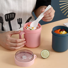 500ml Round Oatmeal Cup Portable Water Cup for Outdoor Camping and Picnic