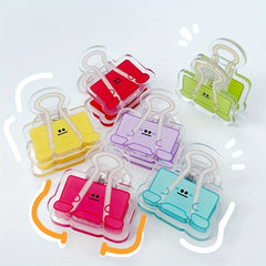 5pcs Acrylic Cartoon Journal Clips Transparent Double-sided Expression Bag Clip