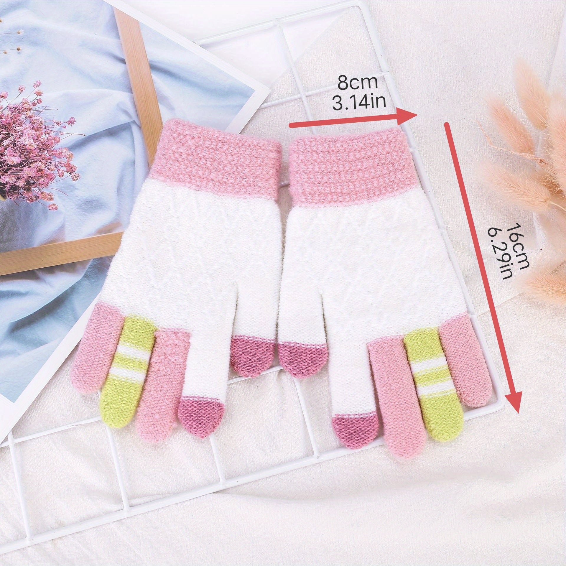 Autumn Winter Cartoon Gloves Boys Girls Knitted Touch Screen Warm Gloves