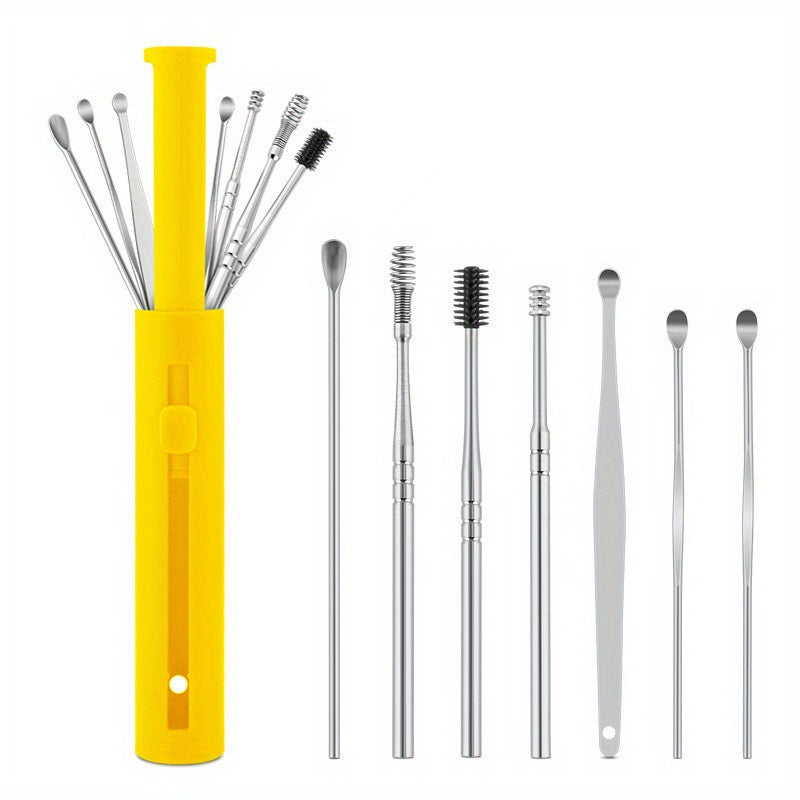 7pcs Ear Digging Spoons Spring Ear Tools Spiral Ear Cleaner