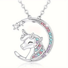 Moon Unicorn Pendant Necklace for Christmas Birthday Party