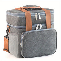 Double Layer Lunch Bag Crossbody Large Capacity Insulation Bag