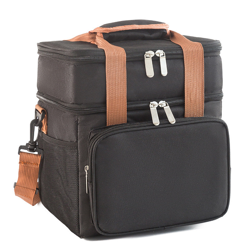 Double Layer Lunch Bag Crossbody Large Capacity Insulation Bag