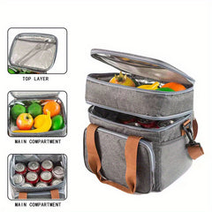Double Layer Lunch Bag Crossbody Large Capacity Insulation Bag