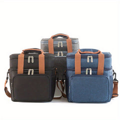 Double Layer Lunch Bag Crossbody Large Capacity Insulation Bag