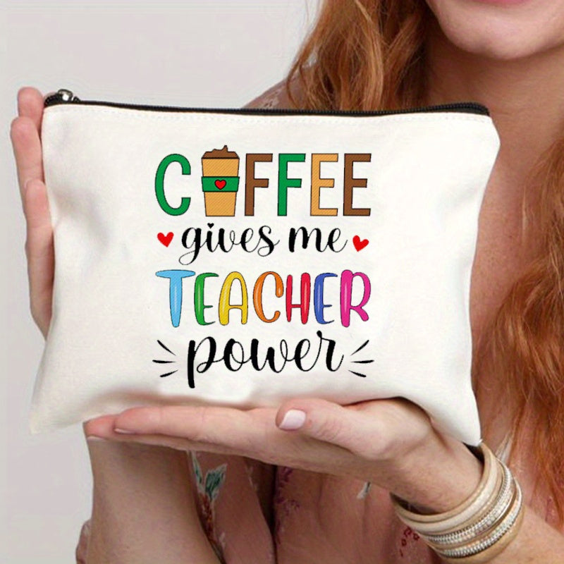 Canvas Print Cosmetic Bag Makeup Pouch Travel Toiletry Organizer Teacher's Gift