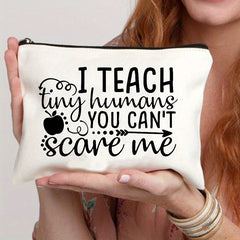Canvas Print Cosmetic Bag Makeup Pouch Travel Toiletry Organizer Teacher's Gift