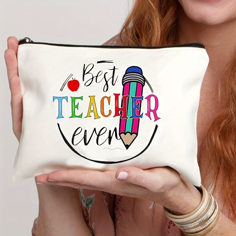 Canvas Print Cosmetic Bag Makeup Pouch Travel Toiletry Organizer Teacher's Gift