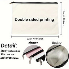 Canvas Print Cosmetic Bag Makeup Pouch Travel Toiletry Organizer Teacher's Gift
