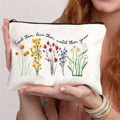 Teach Love Watch Grow Print Cosmetic Bag Makeup Pouch Travel Christmas Gift