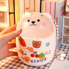 Mini Desktop Trash Can with Lid for Home and Office Storage
