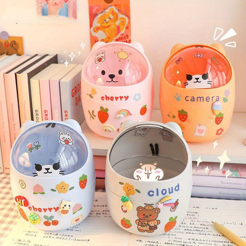 Mini Desktop Trash Can with Lid for Home and Office Storage