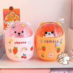 Mini Desktop Trash Can with Lid for Home and Office Storage