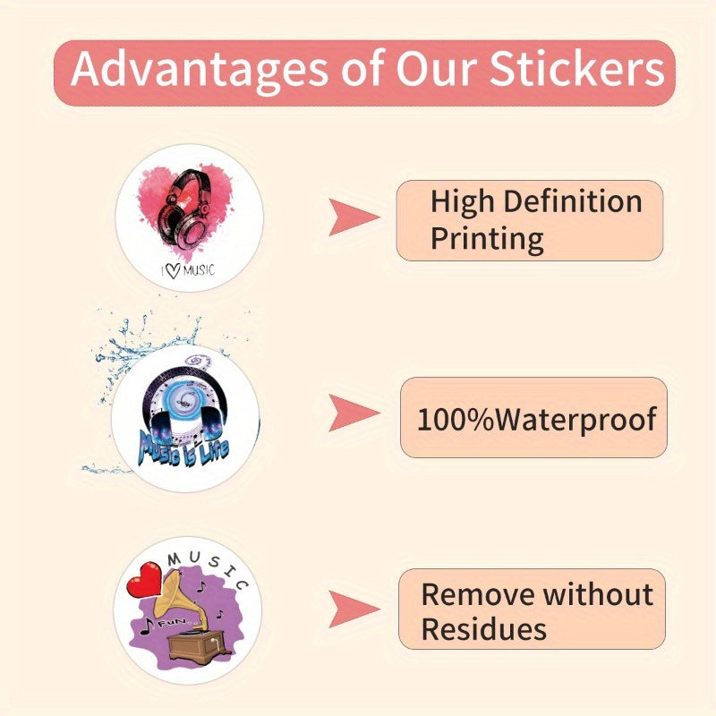 Music Device Element Stickers Waterproof DIY Friendly