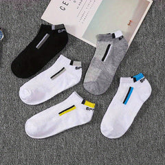 5 Pairs Men's Casual Block Sports Crew Socks Breathable Comfy Stockings