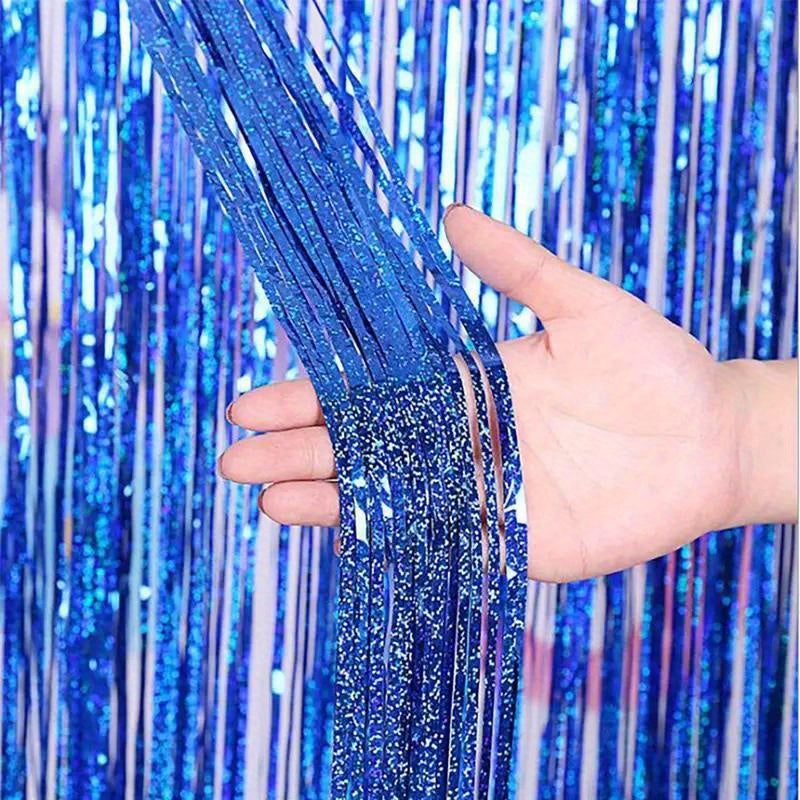 4pcs Laser Tassel Backdrop Curtain Metallic Ribbon Graduation Tassel Background