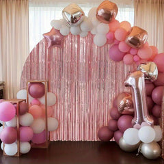 4pcs Laser Tassel Backdrop Curtain Metallic Ribbon Graduation Tassel Background