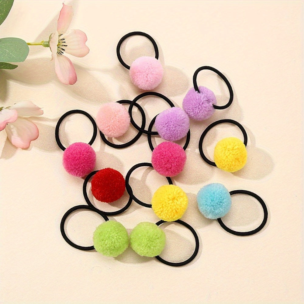 8pcs Plush Ball Hair Ties Elastic Hair Bands