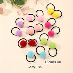 8pcs Plush Ball Hair Ties Elastic Hair Bands