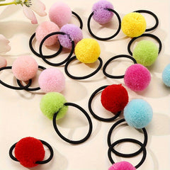 8pcs Plush Ball Hair Ties Elastic Hair Bands