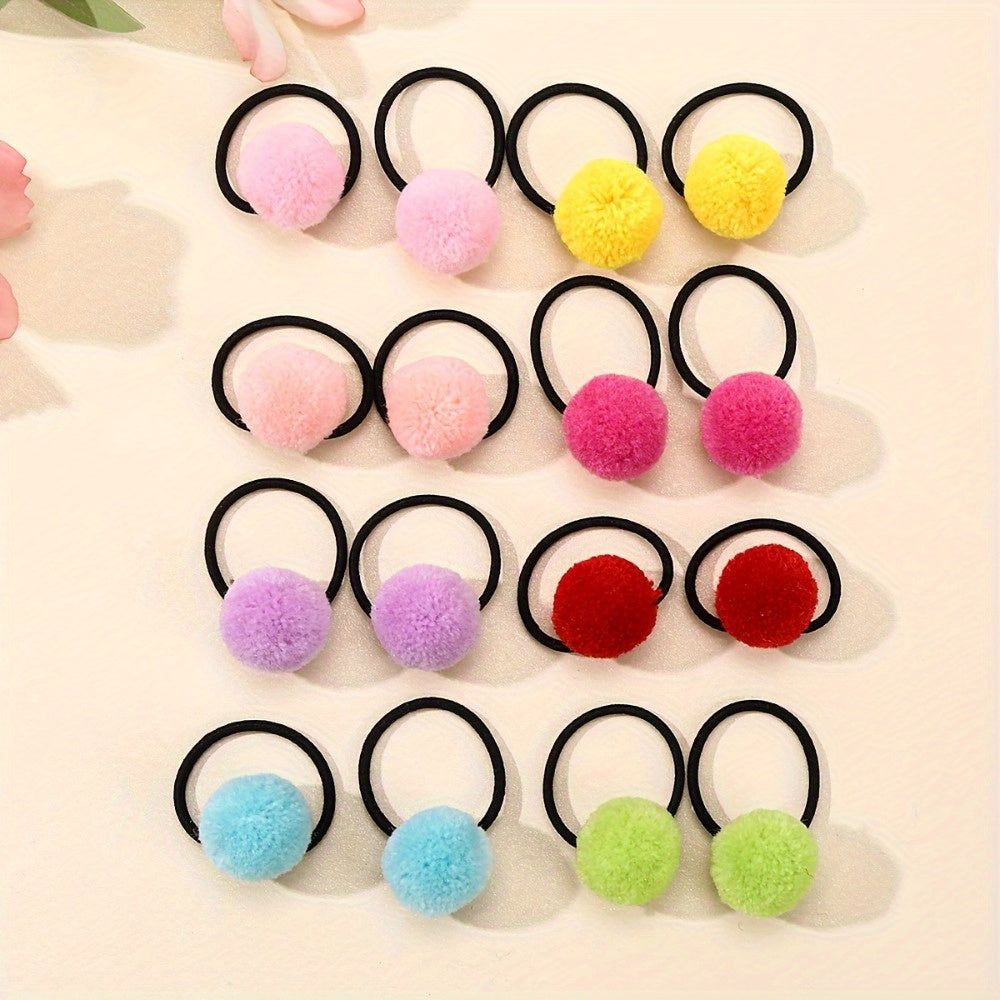 8pcs Plush Ball Hair Ties Elastic Hair Bands