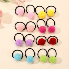 8pcs Plush Ball Hair Ties Elastic Hair Bands
