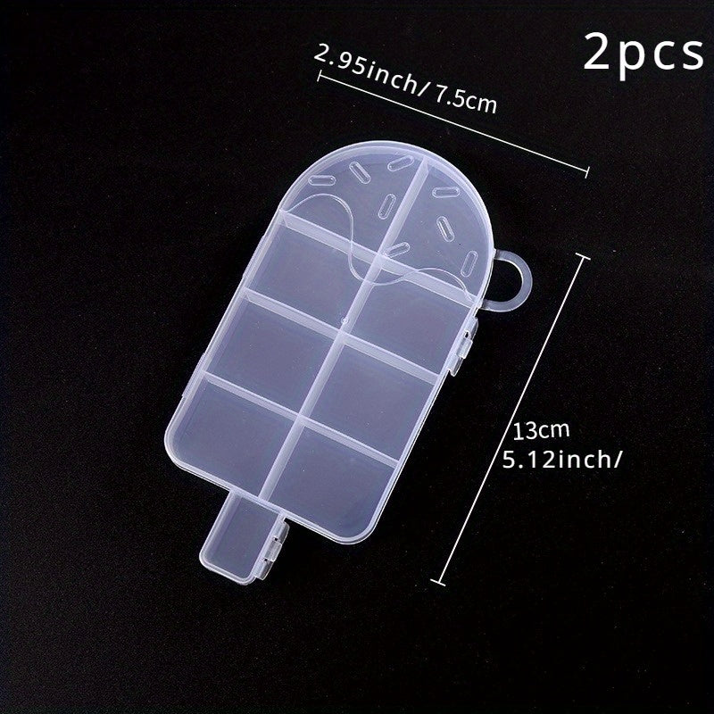 2pcs Ice Cream Shaped Jewelry Box Plastic Storage Box Home Decor