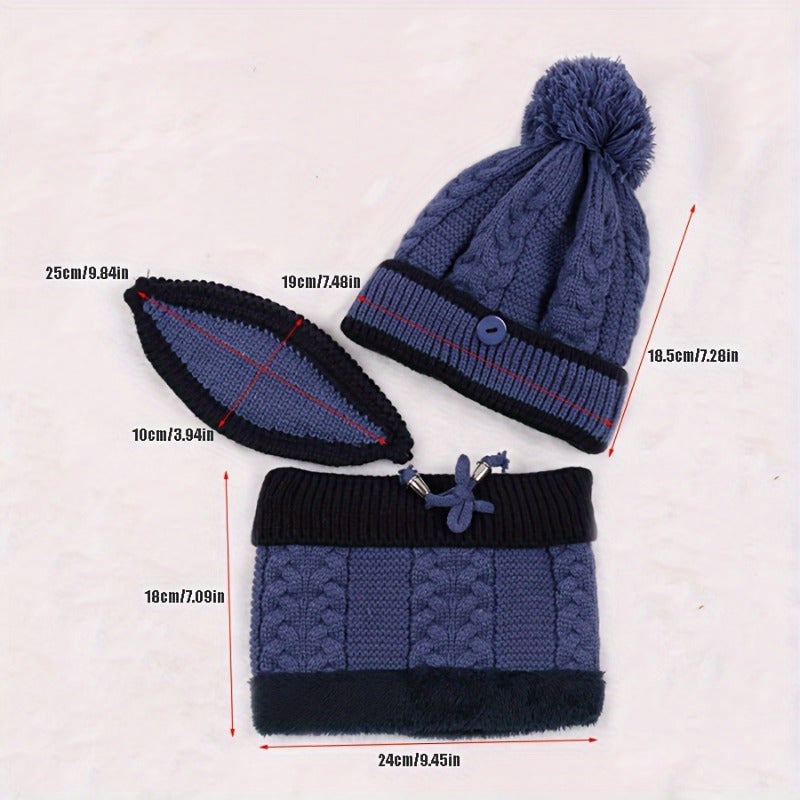 Kids Warm Hat Scarf Mask Set, Winter Ear Protection