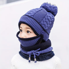 Kids Warm Hat Scarf Mask Set, Winter Ear Protection