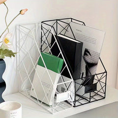 Iron Storage Rack Desktop Bookshelf Organizer for Office Desk