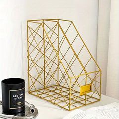 Iron Storage Rack Desktop Bookshelf Organizer for Office Desk