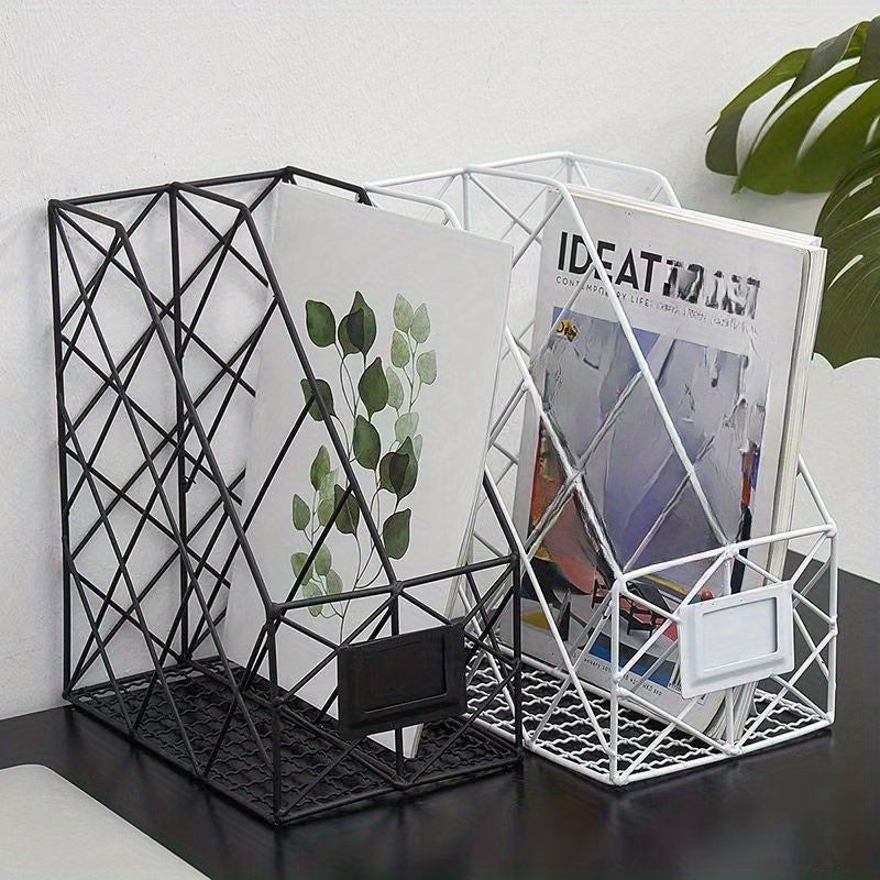Iron Storage Rack Desktop Bookshelf Organizer for Office Desk