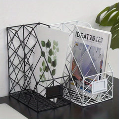 Iron Storage Rack Desktop Bookshelf Organizer for Office Desk