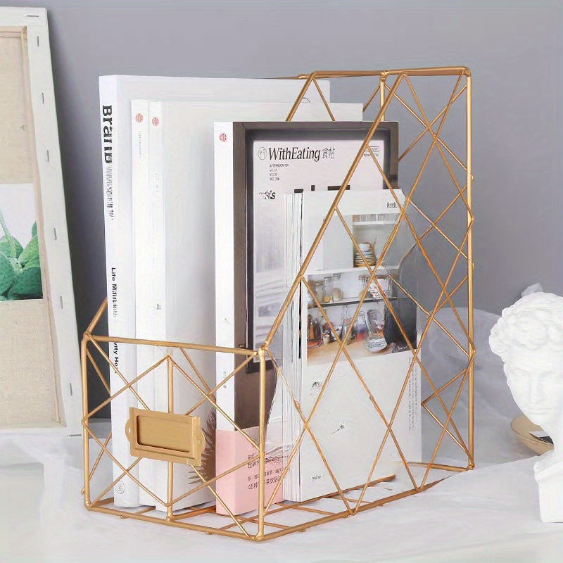 Iron Storage Rack Desktop Bookshelf Organizer for Office Desk