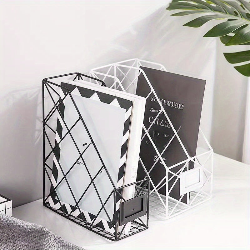 Iron Storage Rack Desktop Bookshelf Organizer for Office Desk