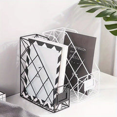 Iron Storage Rack Desktop Bookshelf Organizer for Office Desk