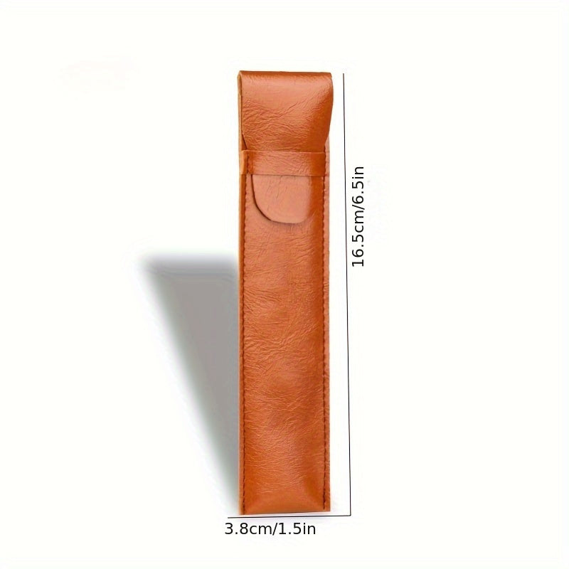 Soft PU Leather Pen Case Single Flip Pen Bag Steel Pen Protective Cover