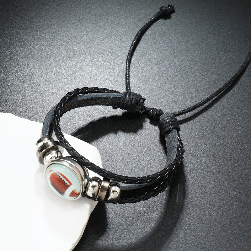 Custom Football Rugby Team Fans Hand Rope Bracelet