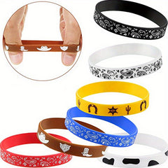 14 Pcs Graphic Silicone Bracelet Western Theme Elastic Wristband