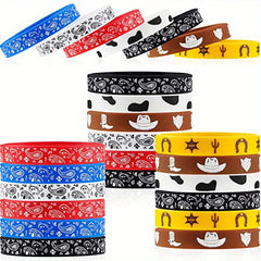 14 Pcs Graphic Silicone Bracelet Western Theme Elastic Wristband