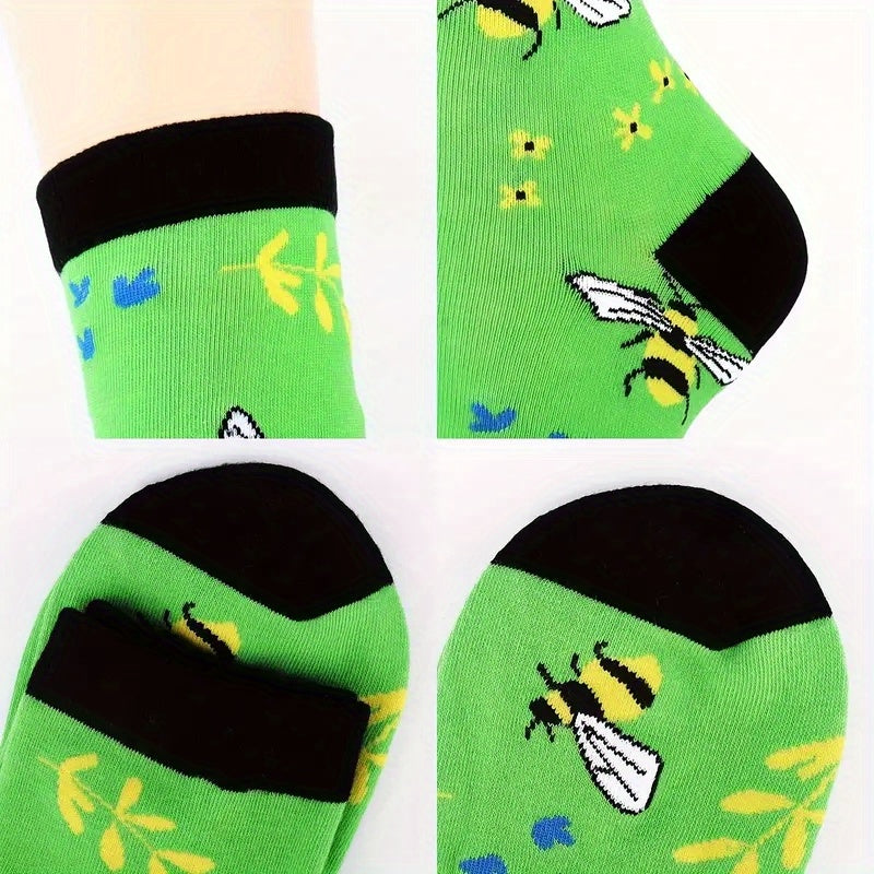 Funny Cartoon Striped Casual Socks for Men and Women