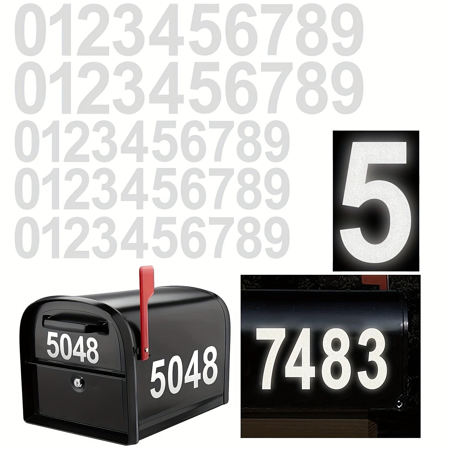 10pcs Reflective Door Number Sticker Label Scene Decor