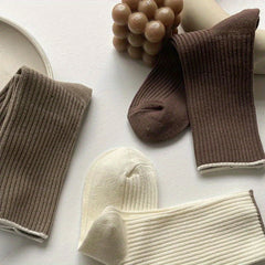 5 Pairs Casual Crew Socks for Autumn