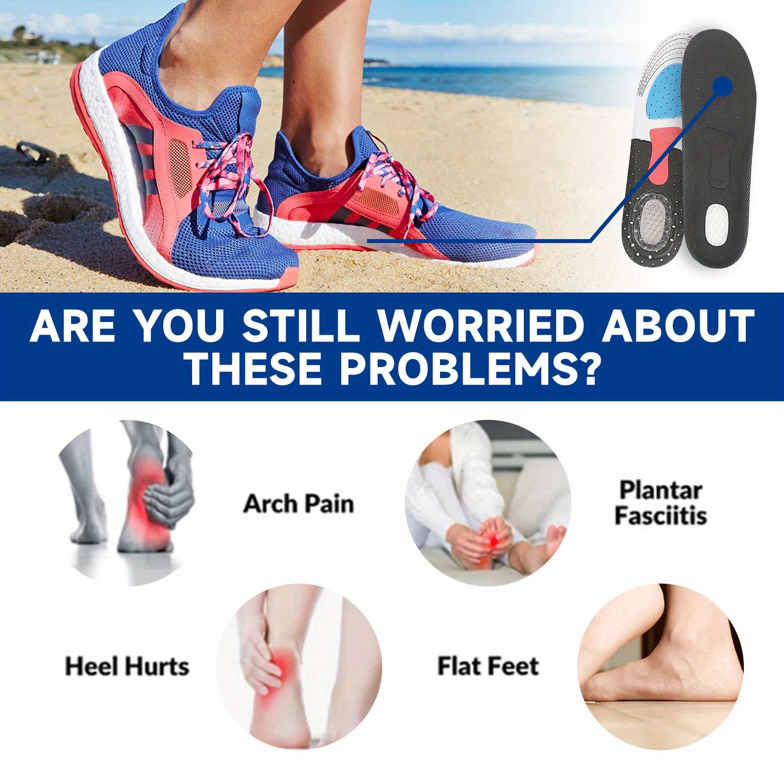 Cuttable Insoles Relieve Foot Discomfort Comfortable Sole Care Insoles