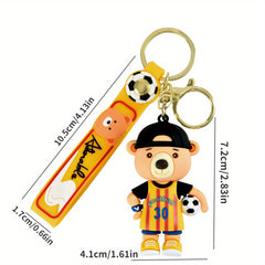Football Bear Keychain Bag Car Key Chain Pendant Ornament